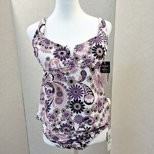 Floral Print Women's Top by Croft & Barrow - Purple and White